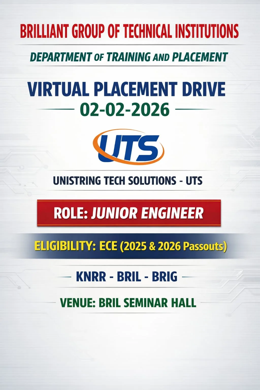 UTS (UNISTRING SOLUTIONS) Campus Drive – BRIL